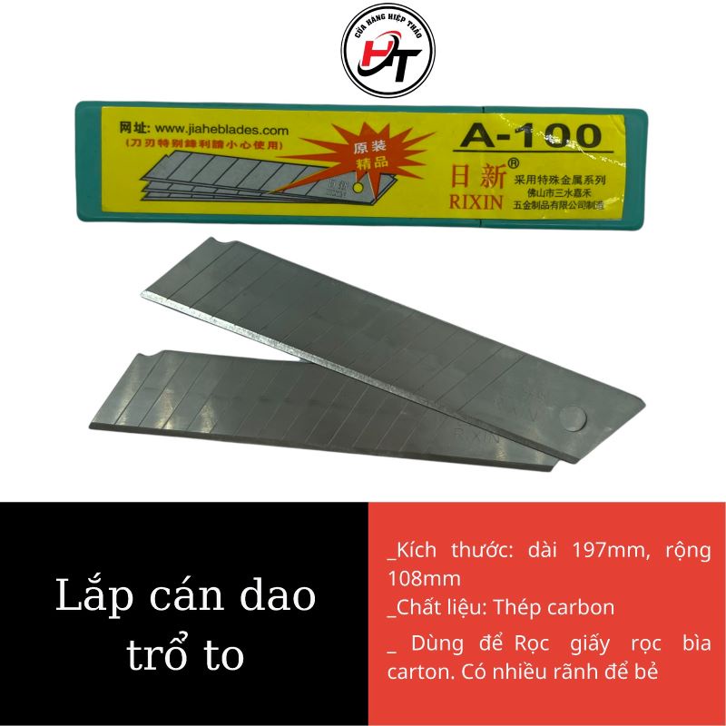 Lưỡi dao rọc giấy lớn hộp lưỡi dao trổ to cắt Rixin A-100