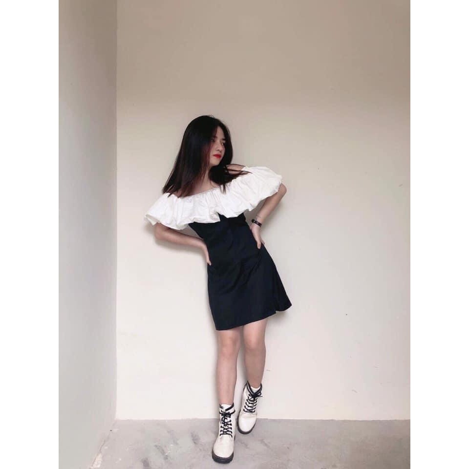 Váy trễ vai trắng bồng triết eo dáng xòe tiểu thư/ Váy suông nữ basic dáng ngắn thời trang hàn quốc_xuongmaythuhien | BigBuy360 - bigbuy360.vn