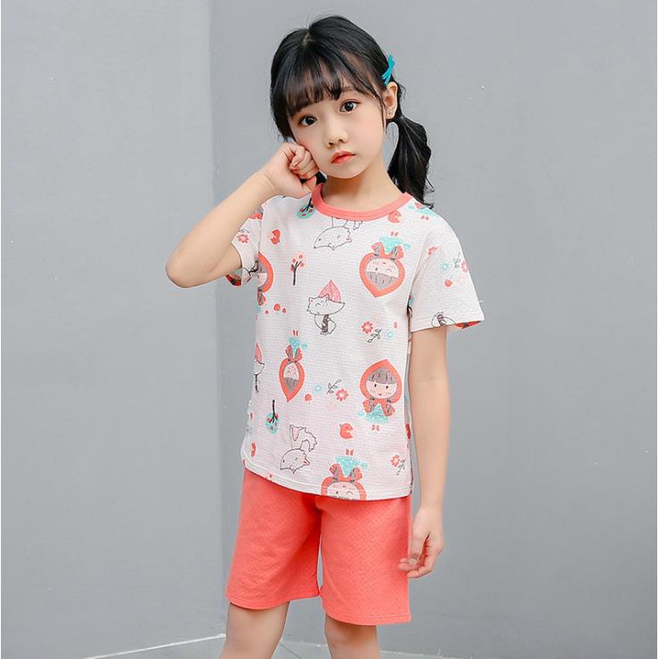 Bộ Đồ Ngủ 2 Món Áo Thun Cotton Tay Ngắn Phối Lưới In Hình Voi Dumbo + Quần Short Dễ Thương Thời Trang Mùa Hè Cho Bé Trai Gái 1-13 Tuổi