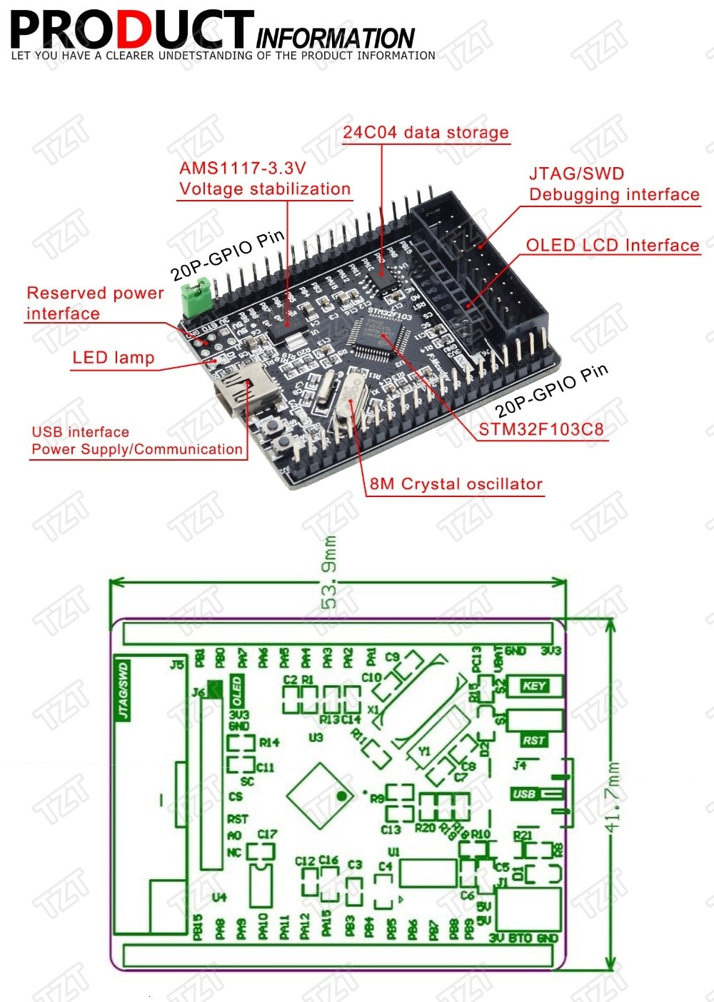 Bảng Mạch Phát Triển Hệ Thống Bay Stm32F103C8T6 Stm32F103 Stm32F1 Stm32