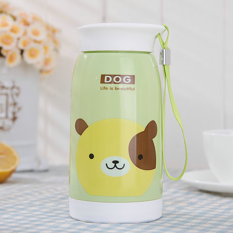 Bình uống nước 500ml cho bé đi học, đi chơi có nắp vặn, kiểu hoạt hình dễ thương