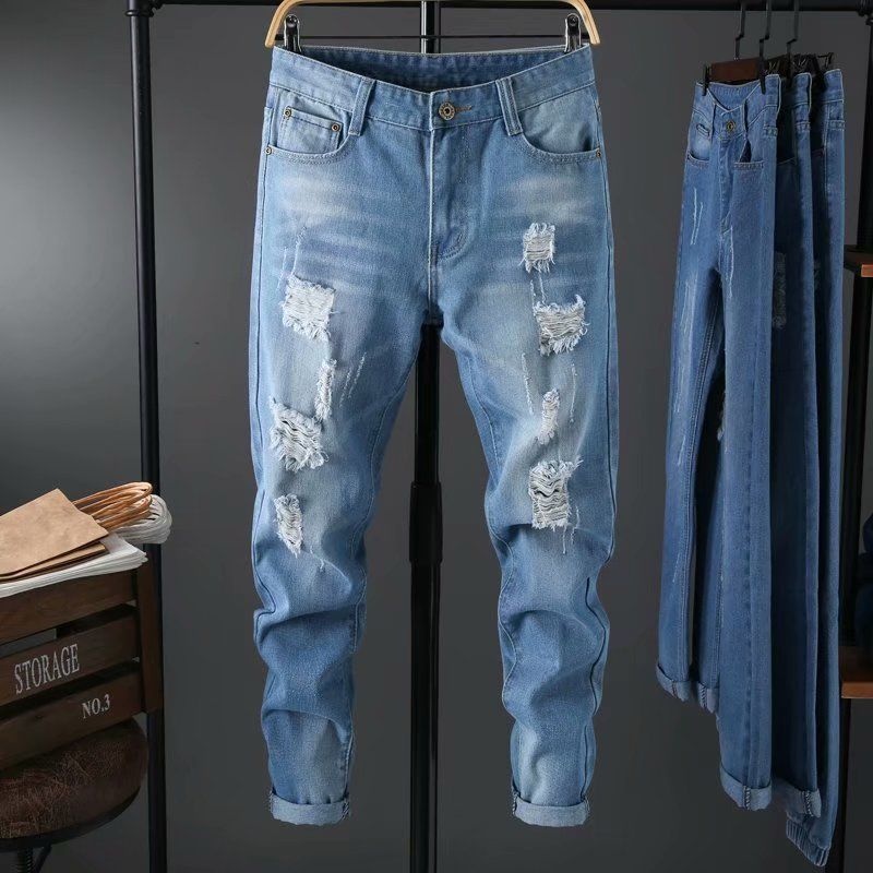 Quần jeans rách phong cách Hàn Quốc thời trang mùa hè mới cho nam
