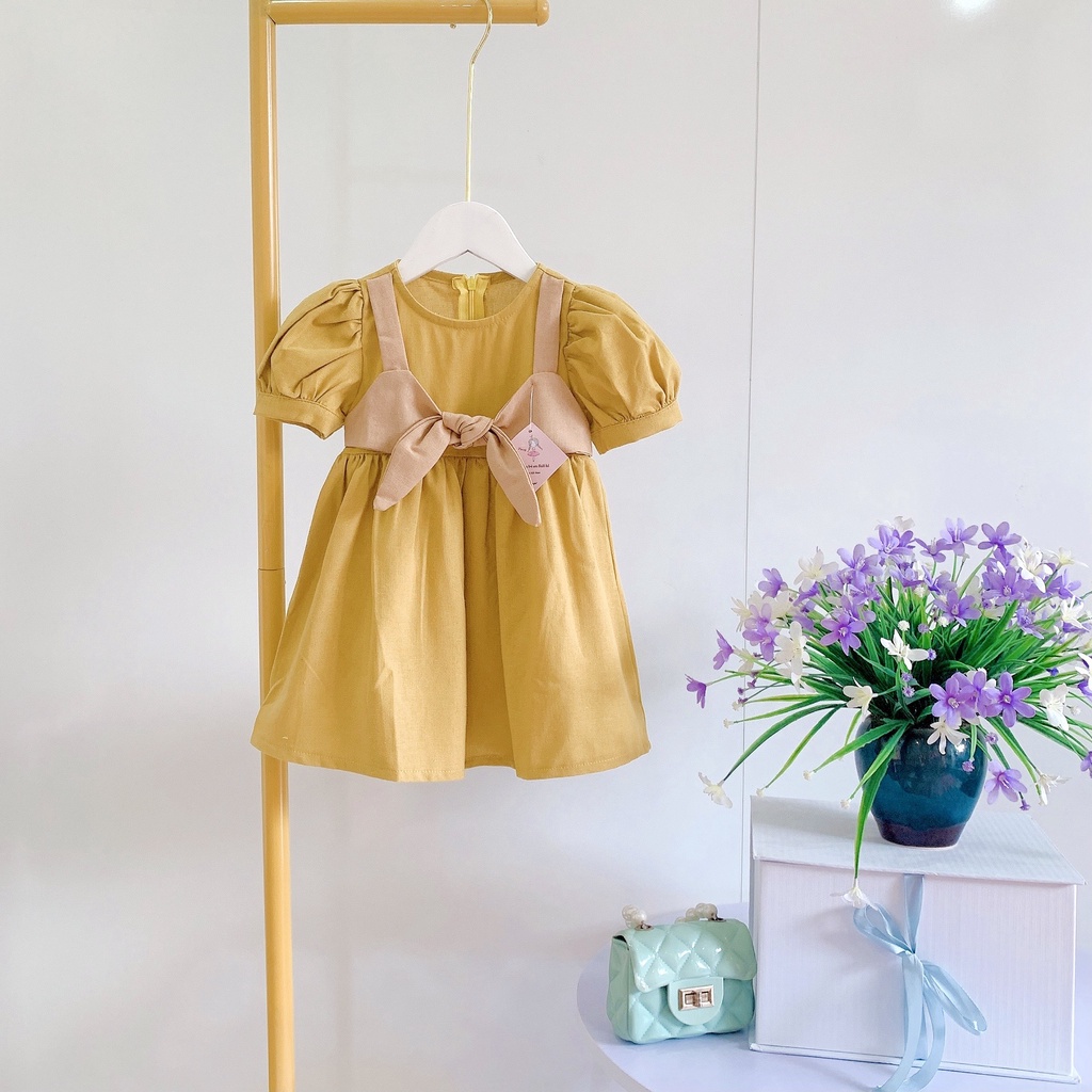 Váy cho bé gái 1 2 3 4 5 6 7 8 tuổi - Babystore88 - Đầm trẻ em cộc tay chất linen bột hàng thiết kế cao cấp v32