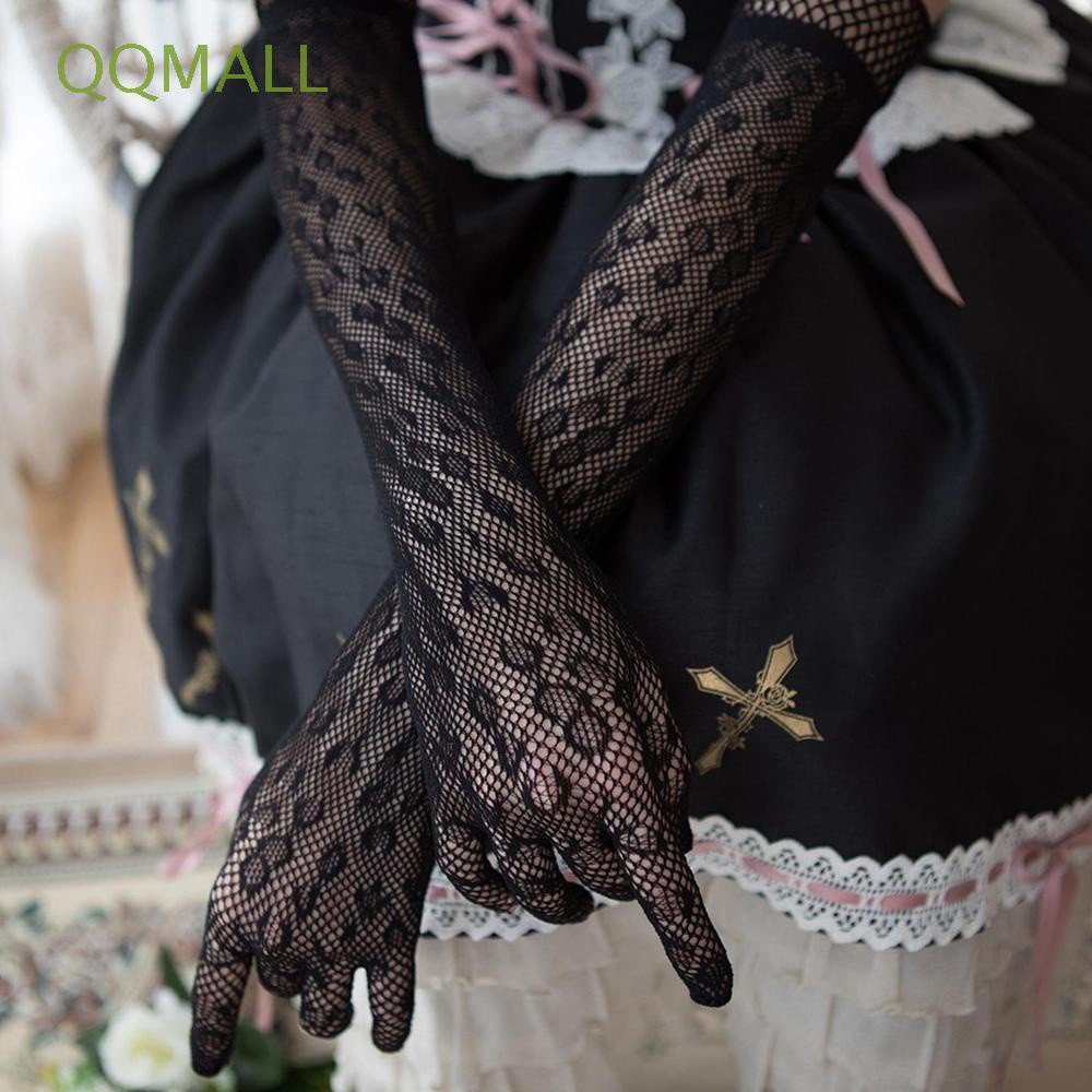 Găng tay lưới dài họa tiết chấm bi nhiều màu sắc phong cách lolita cổ điển thời trang dành cho nữ