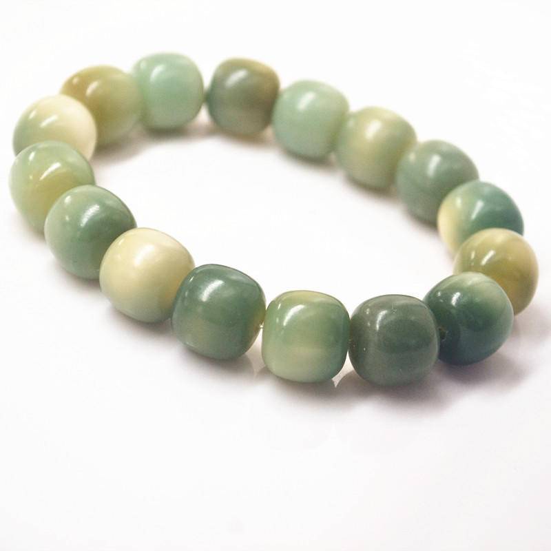 Vòng Tay Da Bồ Đề Màu Xanh Lá 12 / 13 / 14mm Cho Nam