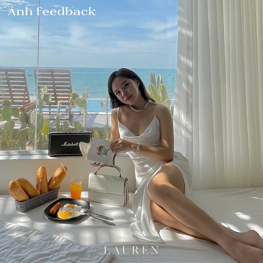 Váy lụa hai dây xẻ Camisole Dress by Lauren loungewear