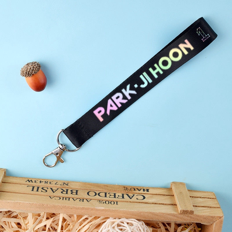 KPOP WANNA ONE Key Chain Laser Lanyard Name Cellphone Holder Strap Keyring