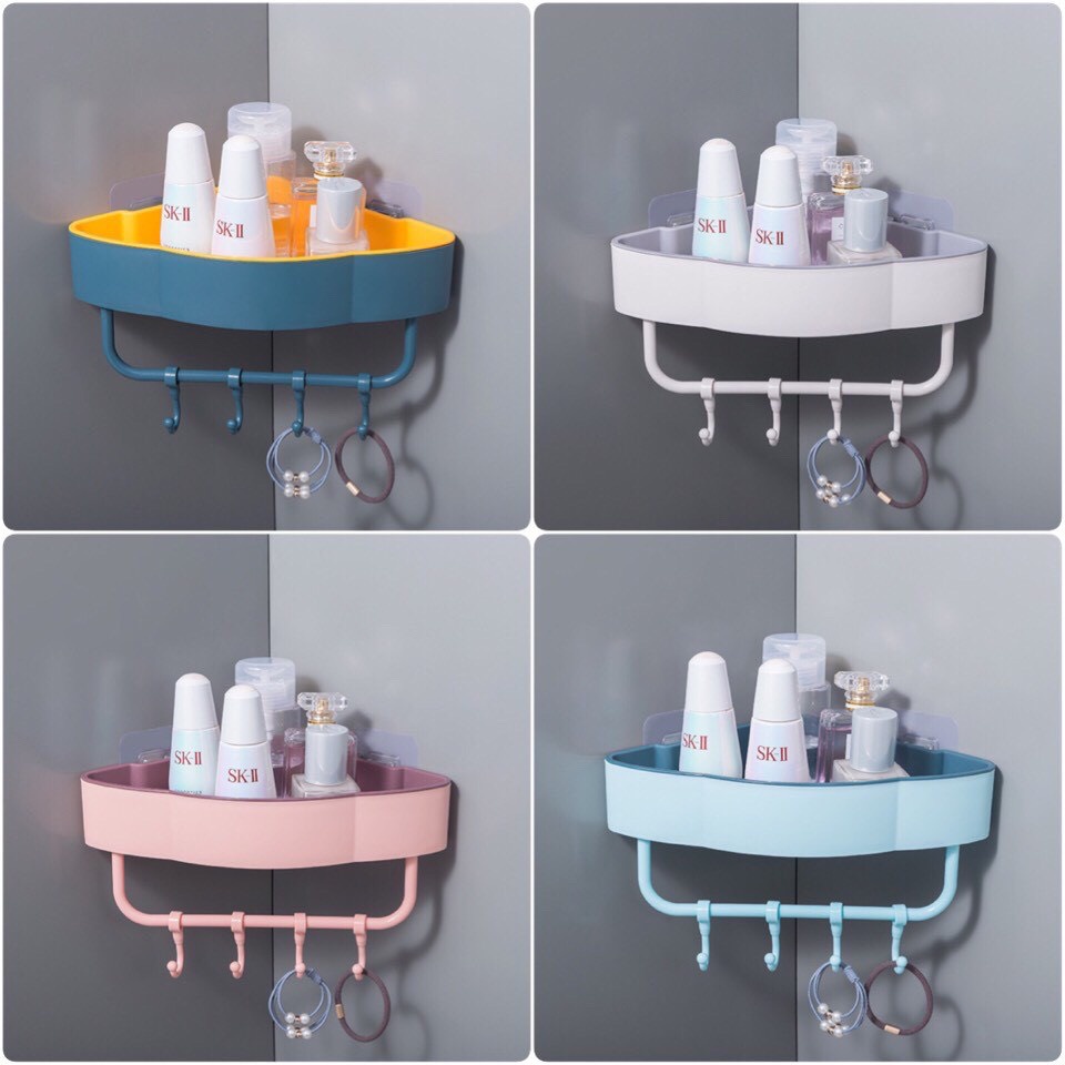 Kệ góc nhà tắm dán tường không cần khoan nhiều màu lựa chọn