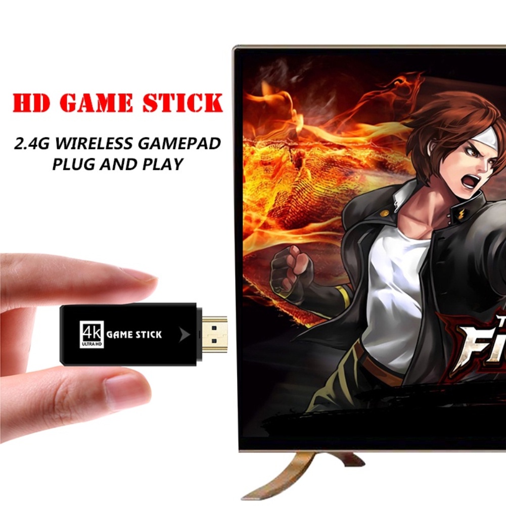 Máy Chơi Game Stick 4k 10.000 trò game mới tải thêm, máy chơi game cầm tay không dây 2.4G Cho PS1/GBA - BH 1 năm