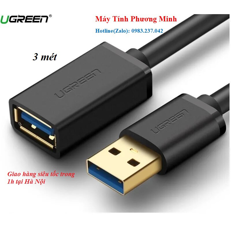 Cáp nối dài USB 3.0 dài 3m chính hãng Ugreen 30127 cao cấp