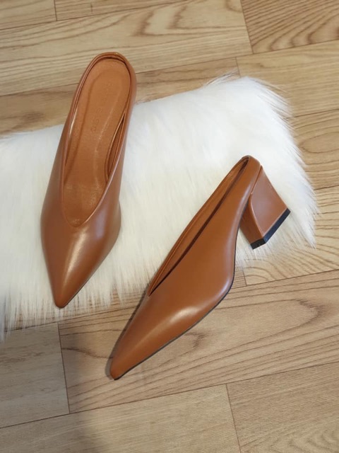 Giày cao gót – Sục nữ mũi nhọn thời trang COLEE gót vuông cao 5cm (Mã SP: SNCL027)