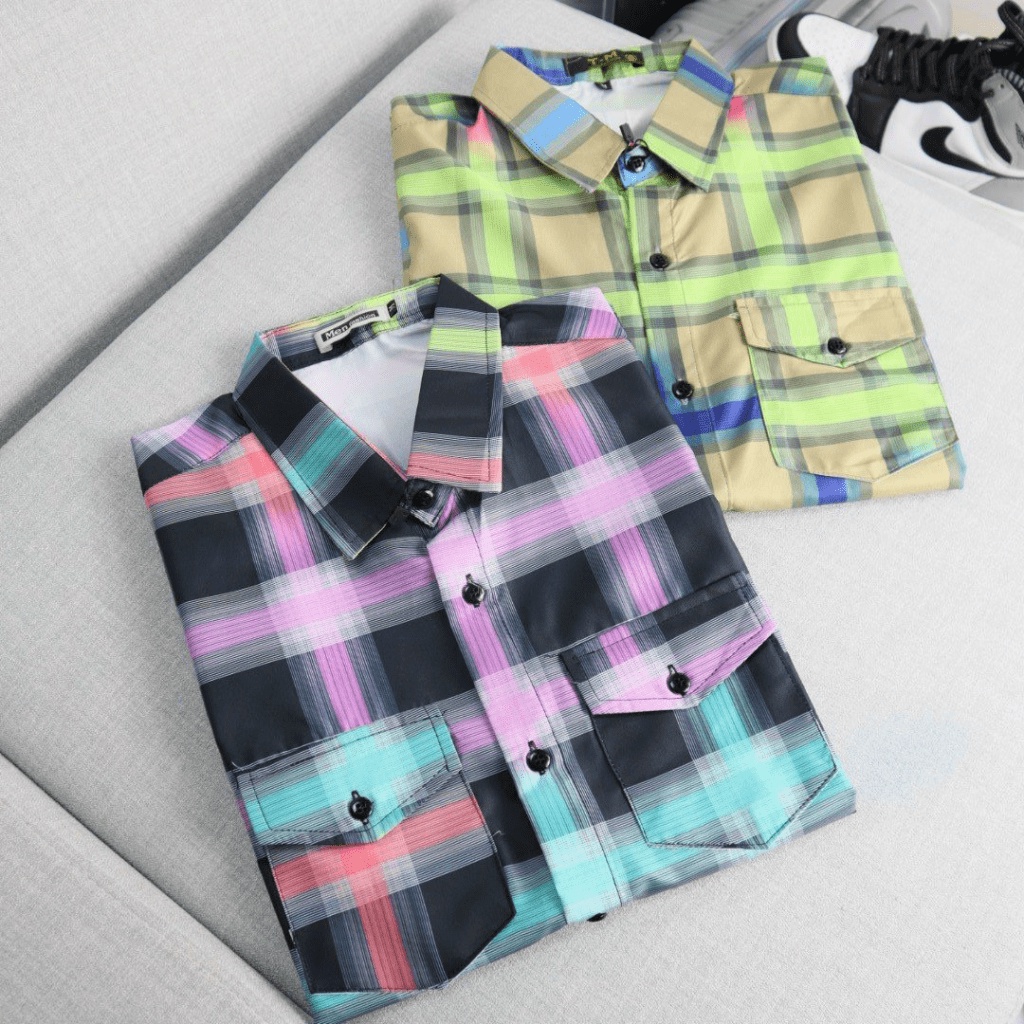 Áo Sơ Mi Nam Ngắn Tay 3D Loang Màu Siêu Hot Chất Lụa Mịn Mát Chuẩn Size Mặc Đẹp Cá Tính NEW UNISEX