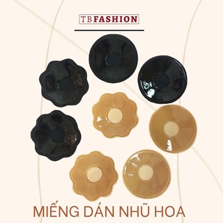 Set 2 miếng dán nhũ hoa tbfashion dán ti silicon bọc vải dùng nhiều lần