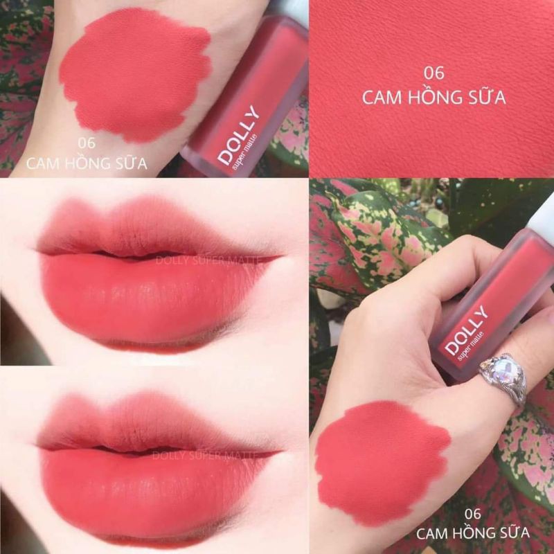 NEW 2021 [Cam Hồng Sữa 06] Son Kem Lì Dolly Super Matte Không Chì Màu Cam Hồng Sữa | BigBuy360 - bigbuy360.vn