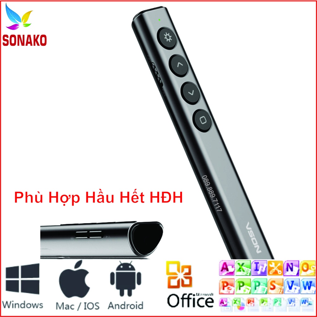 Bút Trình Chiếu Laser Xanh, Pin Sạc, Dùng Cho Màn LED, LCD, Màn Chiếu Vson N39