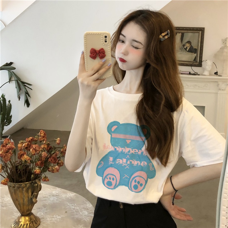 NRVP Áo Thun Nữ Oversize Cổ Tròn Thời Trang Hàn Quốc