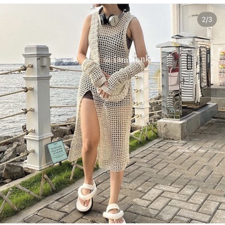 ĐẦM LEN MÓC LƯỚI HANDMADE DÀI ĐẾN CHÂN