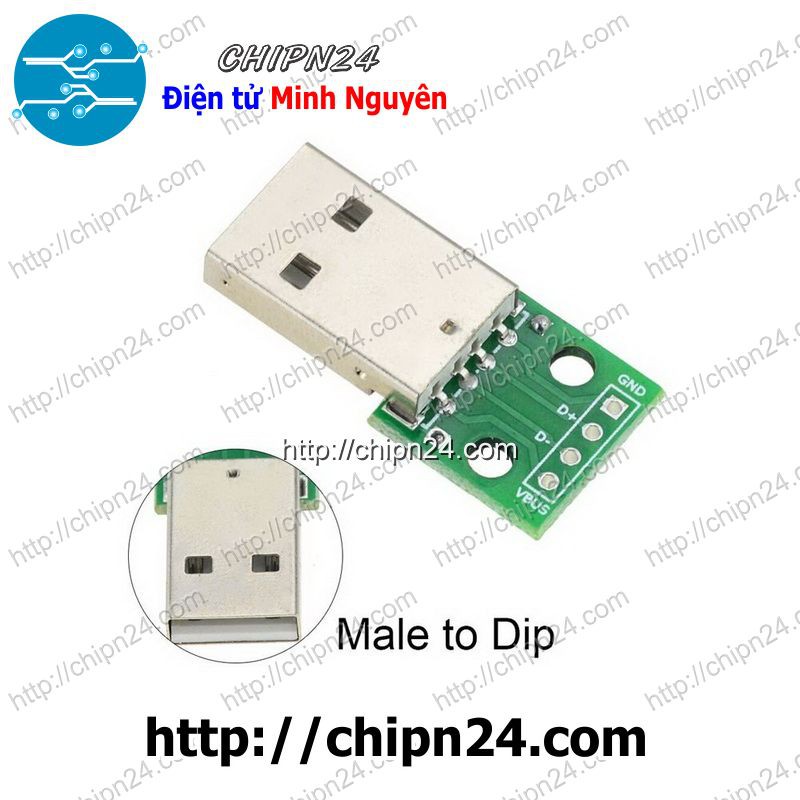 [1 CÁI] Đế chuyển Adapter USB A ĐỰC to DIP (PCB chuyển, Mạch chuyển)