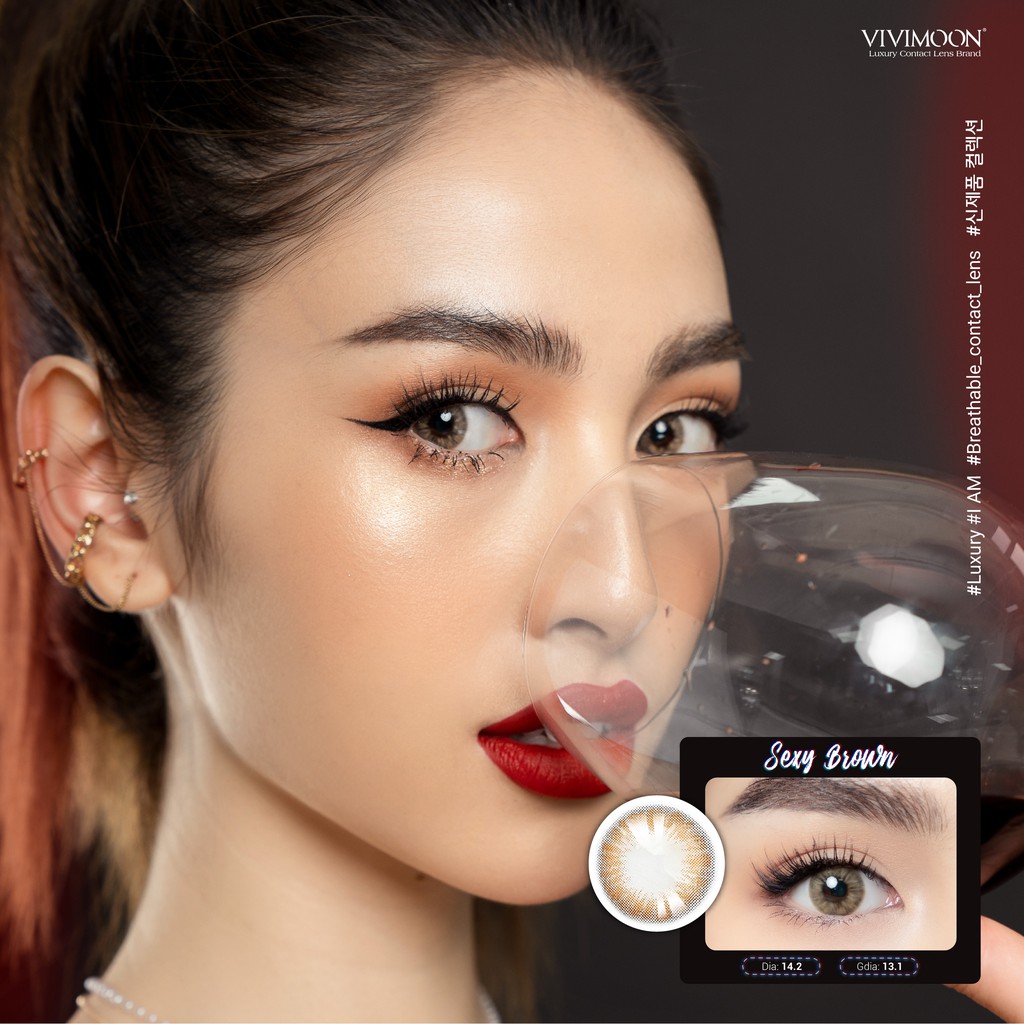 Kính Áp Tròng Cao Cấp Vivimoon cho mắt thở Hàn Quốc Nâu Tây Sexy Brown 13.1mm