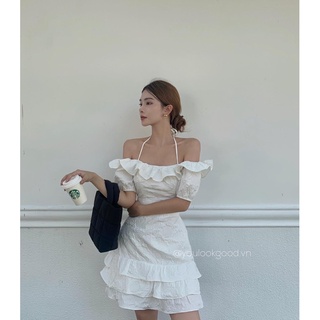Lily dress white version - váy trắng thiết kế trễ vai - you look good 1