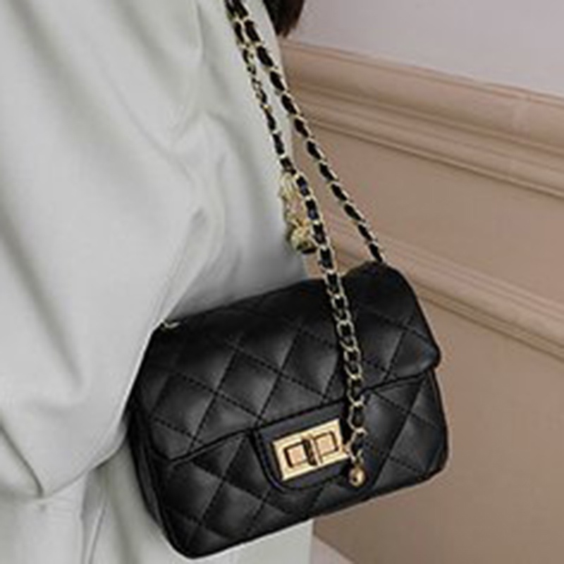 Ielgy Túi Xách Dây Xích Bóng Vàng Kim Cương Nhỏ Cho Nữ