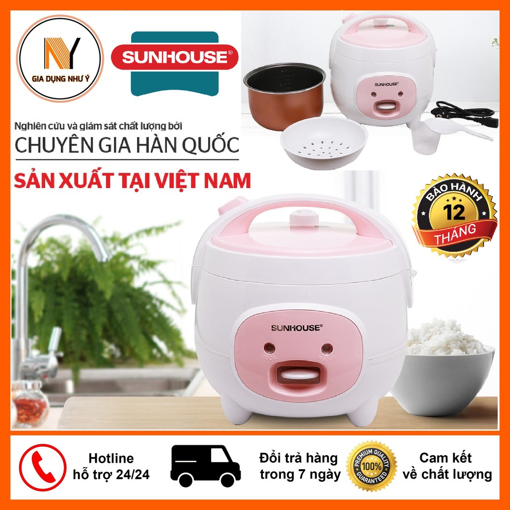 [Mã ELHADEV giảm 4% đơn 300K] Nồi Cơm Điện Cao Cấp SUNHOUSE 1.2 Lít ( 8217W) và 1.8 Lít (8607W), Tặng Kèm Giá Hấp