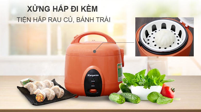 Nồi cơm điện Kangaroo 1.2 lít KG826S- Lòng nồi 2 lớp, dày 2 mm, phủ hợp kim nhôm tr | BigBuy360 - bigbuy360.vn