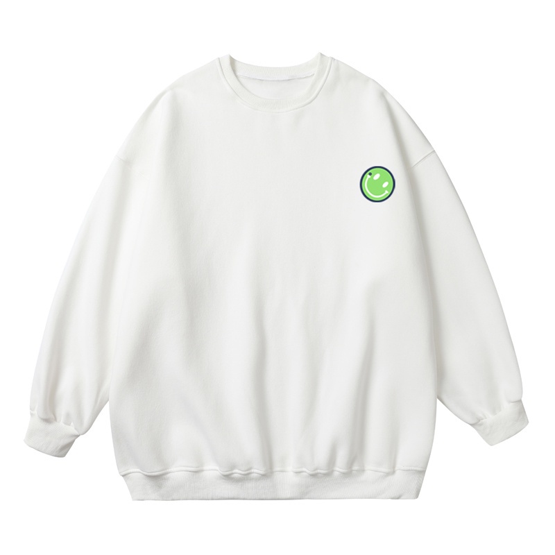 Áo hoodie IFNICEFUTURE chồng đầu dáng rộng tay dài in hình mặt cười thời trang mới cho nam