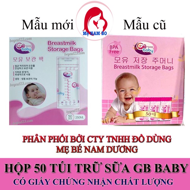 Túi Trữ Sữa GB Baby 250ml ( Hộp 50 Túi)- Mẫu Mới 2020