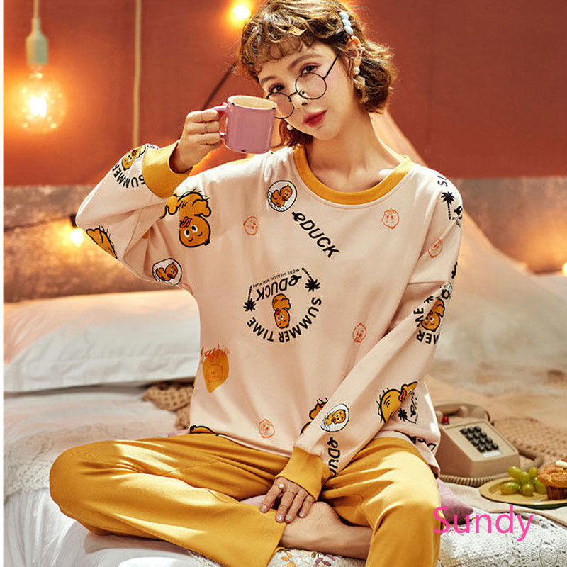 Bộ Đồ Ngủ Dài Tay Xinh Xắn Theo Phong Cách Mùa Thu Dành Cho Nữ | BigBuy360 - bigbuy360.vn