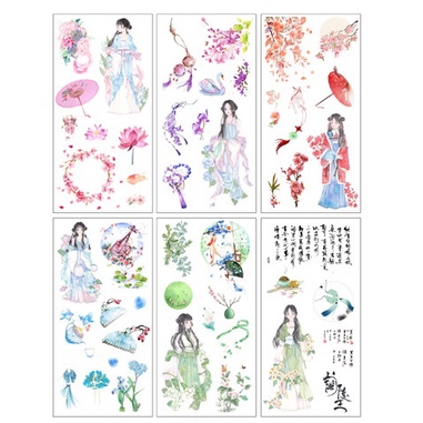 Set 6 tấm sticker dán vở, sổ tay hình hoa siêu cute Sakura Shop