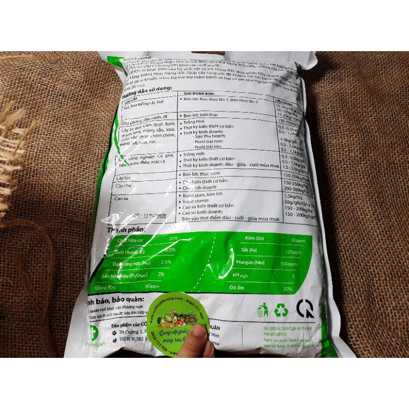 Phân Bón Hữu Cơ Sinh Học Minro 2kg, Cung Cấp Diinh Dưỡng Thiết Yếu Cho Cây Trồng, Đã Loại Trừ Mầm Bệnh và Cỏ Dại