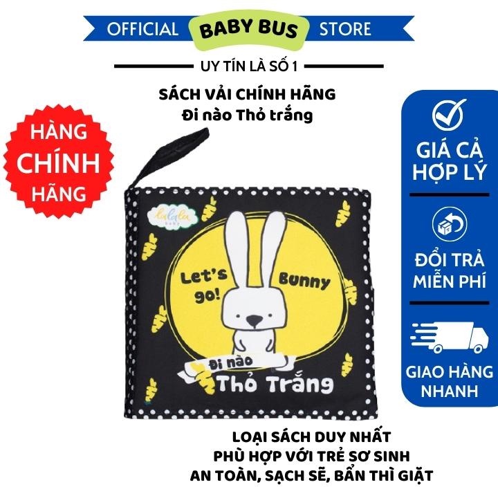 Sách vải Song ngữ chính hãng made in VIET NAM Lalala baby kích thích đa giác quan " Đi nào thỏ trắng - Let's go Bunny"
