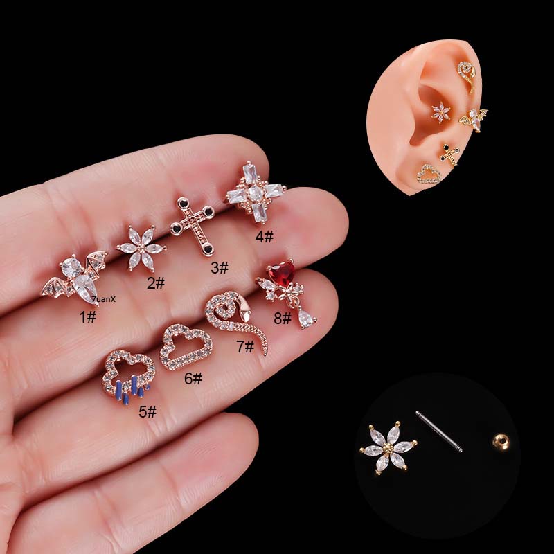 1 Khuyên Tai Dạng Thanh Tạ Hình Tai Thiên Thần Bằng Thép Không Gỉ 20G