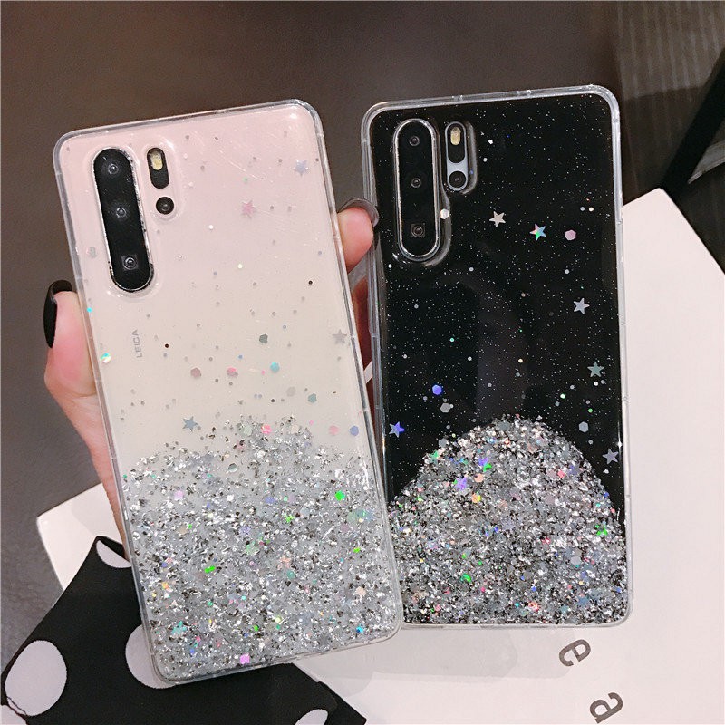 Case OPPO A15 Realme X7 C15 6 5 3 Pro C2 C11 X50 A1K K1 K3 K5 A31 A5 A9 A53 2020 Bling Glitter Stars Sequins Silicone Phone Case