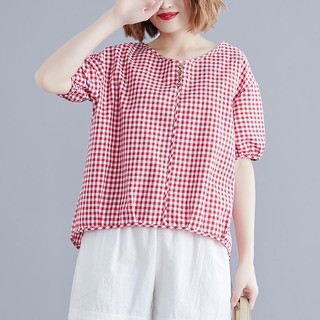 Áo Thun Nữ Form Rộng Sọc Ca Rô Cá Tính
