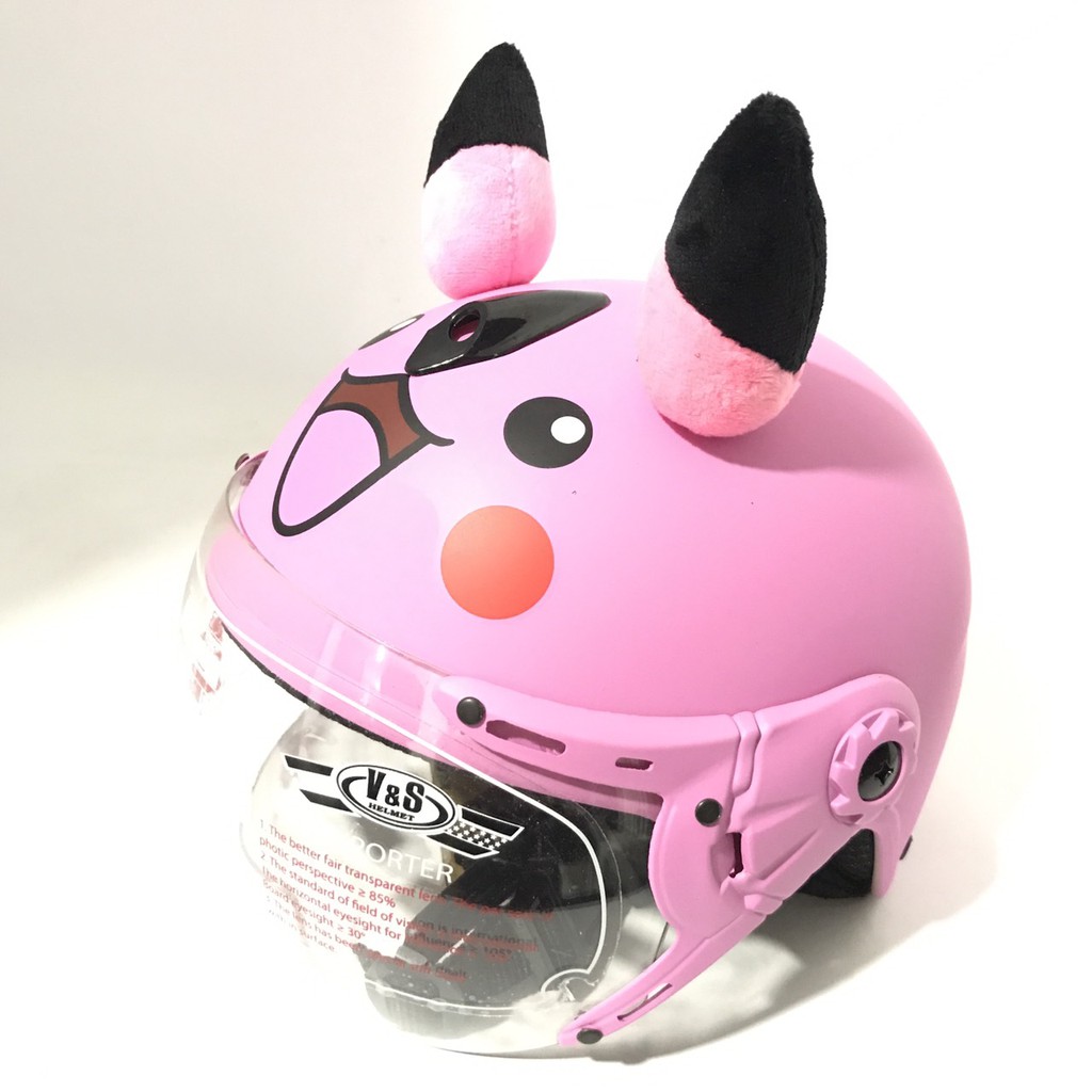 Nón bảo hiểm trẻ em có kính siêu dễ thương dành cho bé gái từ 3 đến 6 tuổi - V&amp;S Helmet - Pikachu hồng phấn - VS103KS