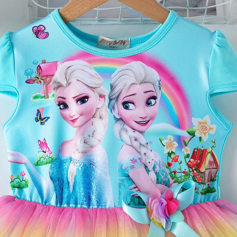 Váy elsa cho bé gái 3-8 tuổi kiểu dáng cầu vồng xinh xắn