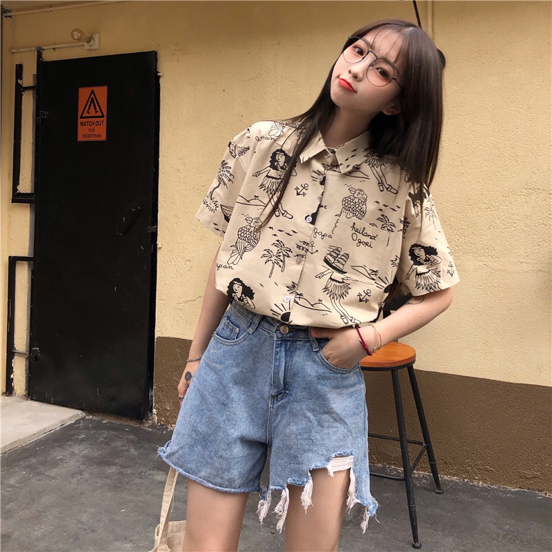 NRVP Áo Sơ Mi Dáng Rộng Thời Trang Hàn Quốc Cá Tính Cho Nữ