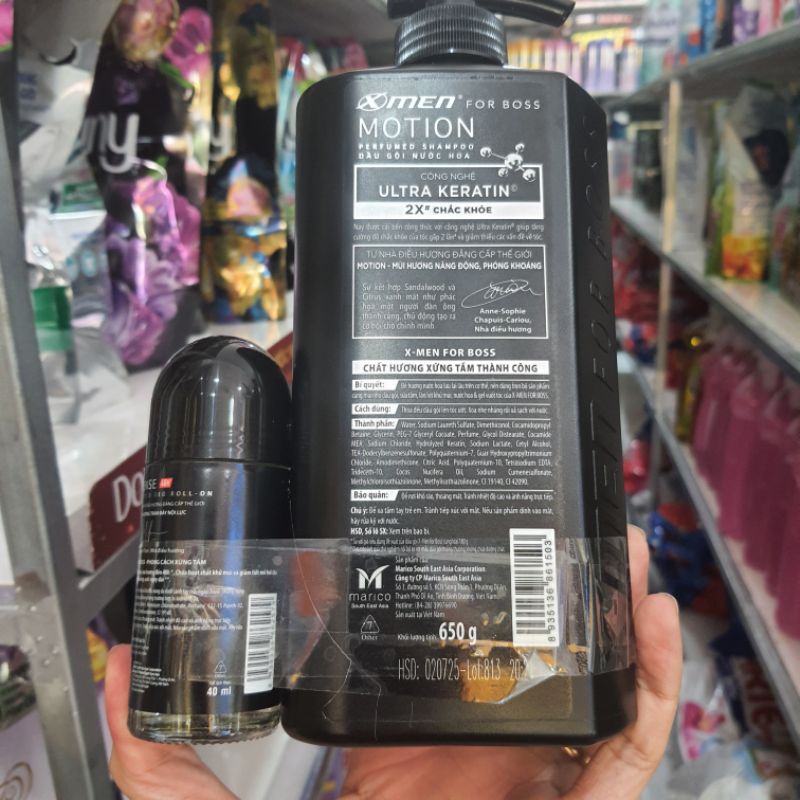 Dầu gội nước hoa Xmen for Boss Luxury 650g tặng chai lăn khử mùi For Boss