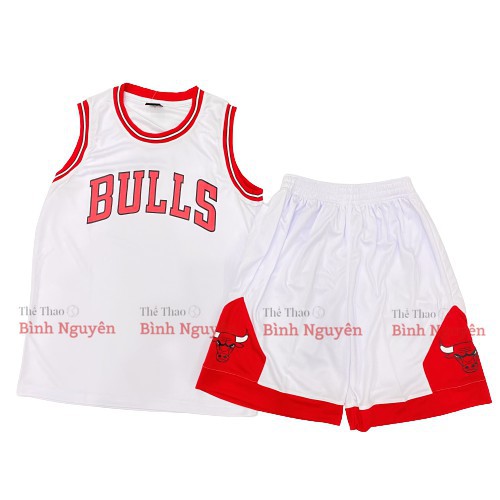 Bộ quần áo bóng rổ NBA Chicago Bulls trơn không số hàng đẹp nam nữ vải mè thoáng mát thấm mồ hôi tốt  ཾ