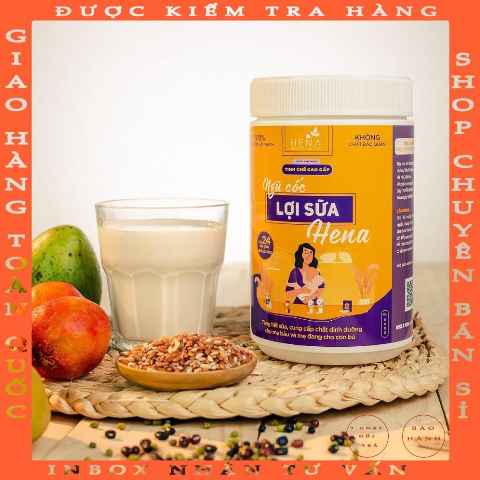 Ngũ Cốc Lợi Sữa Hena 500g, với hơn 20 loại hạt giúp Bà Bầu gọi sữa về nhanh và nhiều, đã kiểm nghiệm