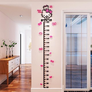 Tranh dán tường mica 3d thước đo chiều cao cho bé, thước đo kity (kèm ảnh thật)