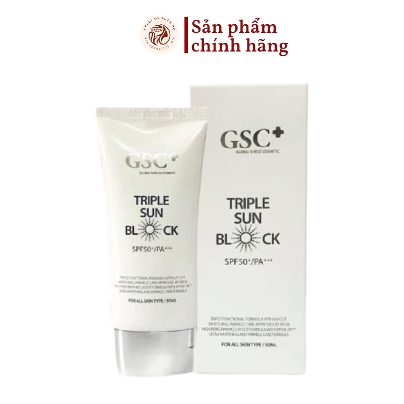 Kem chống nắng GSC+ Triple Sun Block, KCN vật lý, chỉ số chống nắng SPF 50, PA+++ chính hãng