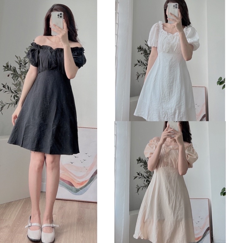 Váy đũi trễ vai 4 màu 1005