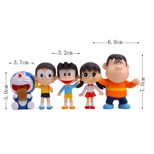 Bộ 05 nhân vật Doraemon, Xuka, Xeko, Chaien, Nobita cho các bạn trang trí bàn làm việc, DIY