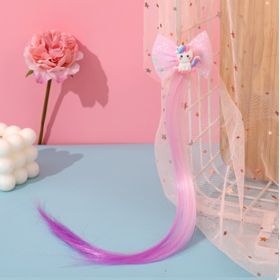 FOLLOW TẶNG 3KHÀNG CÓ SẴN  Kẹp tóc đính tóc giả hình nơ ngựa Pony kỳ lân đầy màu sắc CHỌN MẪUVOUCHER 100K