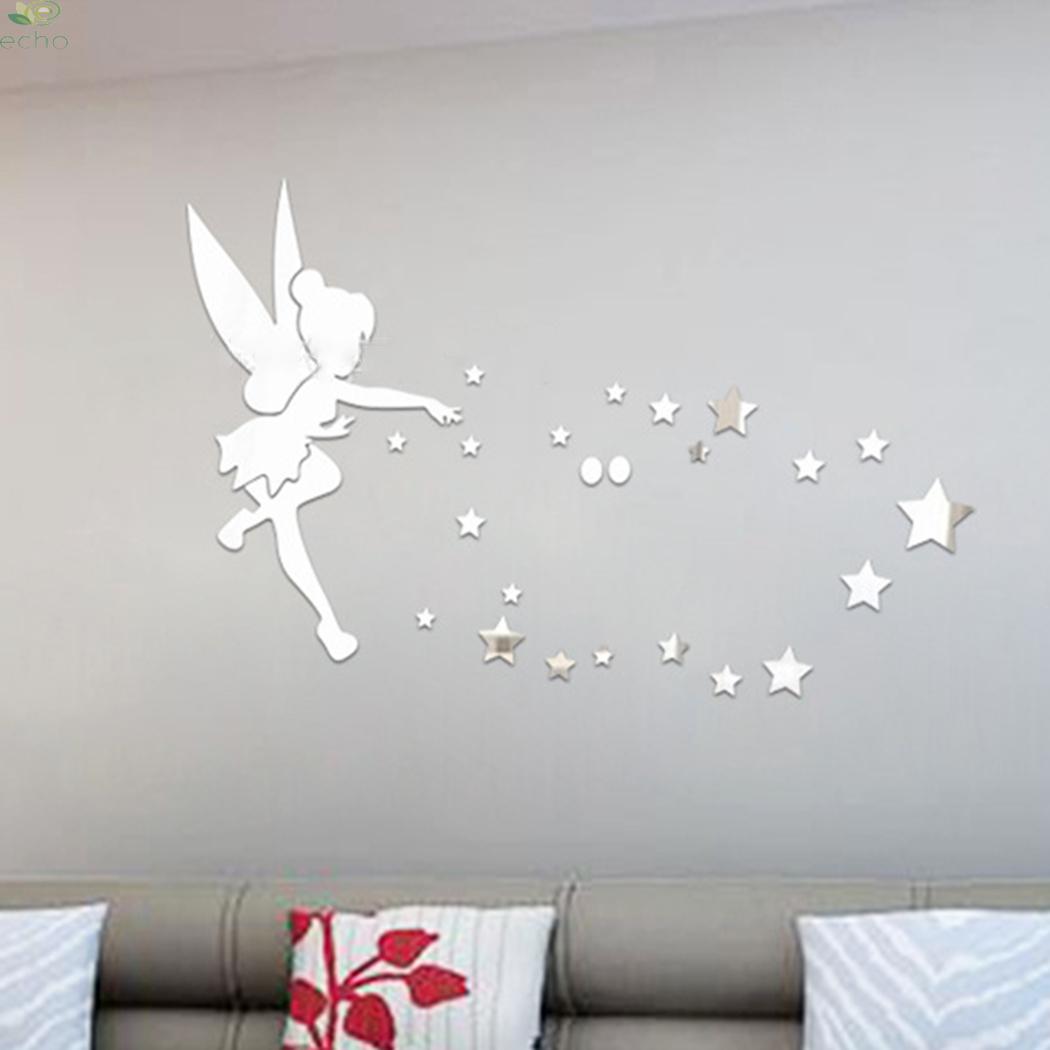 Wall Stickers Background Sliver/ Gold DIY Gifts Pattern 3D Mirror Home