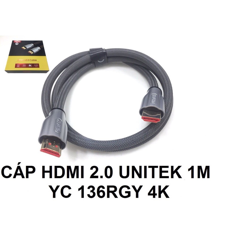 CÁP MÀN HÌNH HDMI CHUẨN 2.0 UNITEK CAO CẤP 1M YC 136RGY , 3M YC 139RGY , 5M 140RGY