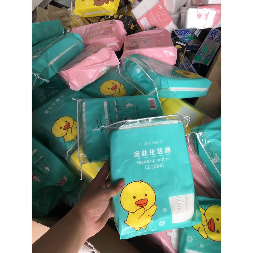 Bông tẩy trang Gấu Vịt Thỏ 200 miếng - 100% cotton